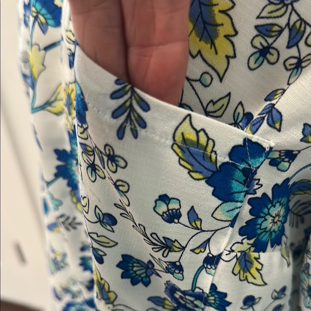 BCX Blue and Yellow Floral Button Down Shirt - Picture 4 of 13